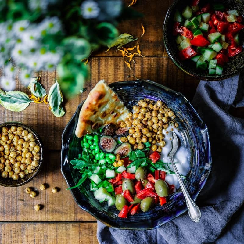pan with different types of healthy food